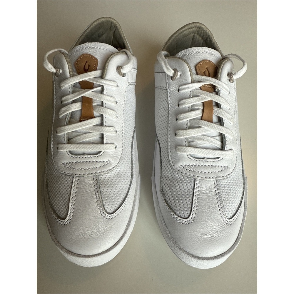 OluKai Kīlea Women's Leather Classic Court Sneakers White NWOT Size 7.5